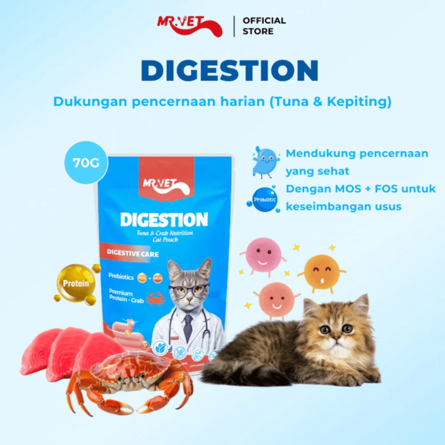 MrVet Digestion Tuna Crab Makanan Kucing Basah