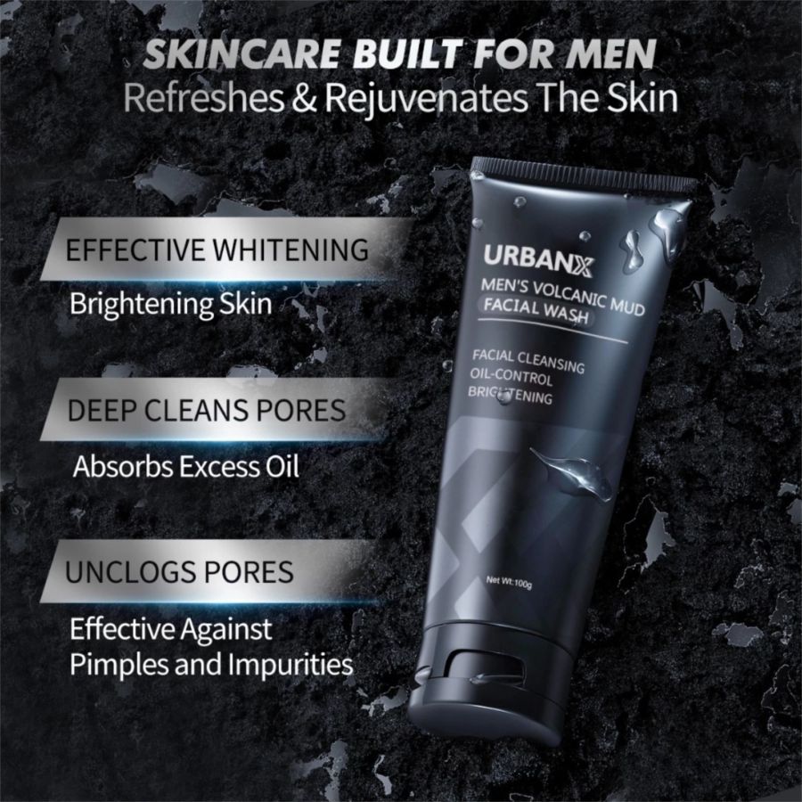 UrbanX Men's Volcanic Mud Facial Wash 100gram
