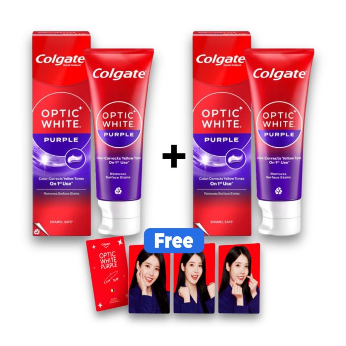 Limited Twinpack Colgate Optic White Purple Toothpaste 100 gram Free IU Photo Card