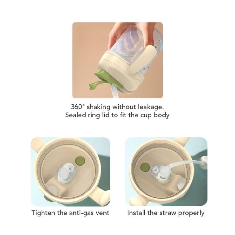 Sakumini 3in1 Training Cup Gelas Minum Sedotan Anak Hijau 300 ml 1pcs