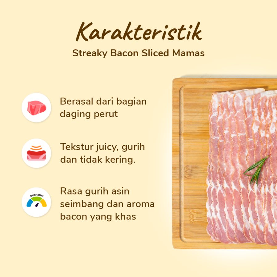 Streaky Bacon Sliced Mamas 250gram