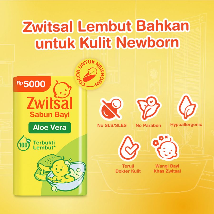 Zwitsal Baby Aloe Vera Soap Bar 4bar, 70gram