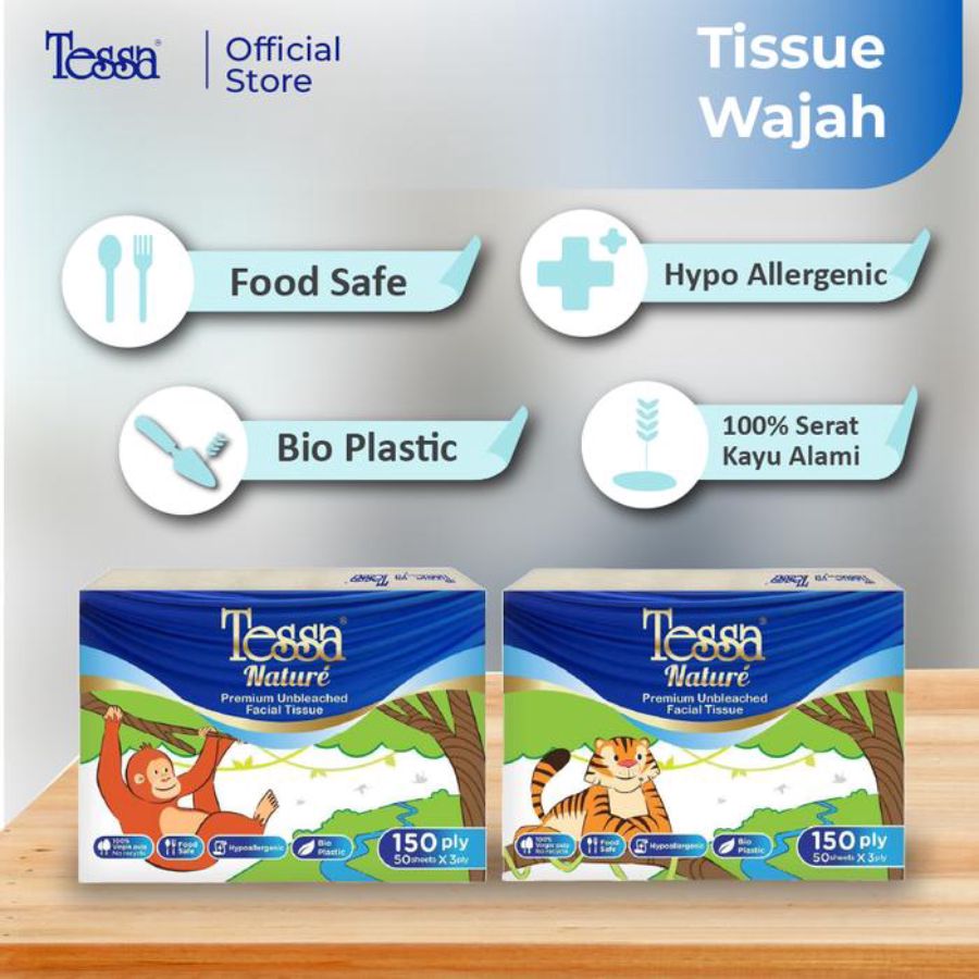 Tessa Nature Facial Tissue Travel Pack 3 Ply 50sheets