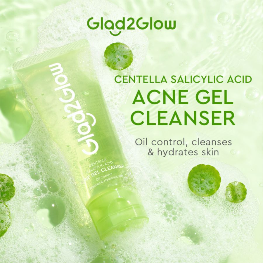 Glad2Glow Centella Salicylic Acid Acne Gel Cleanser Facial Wash 70ml