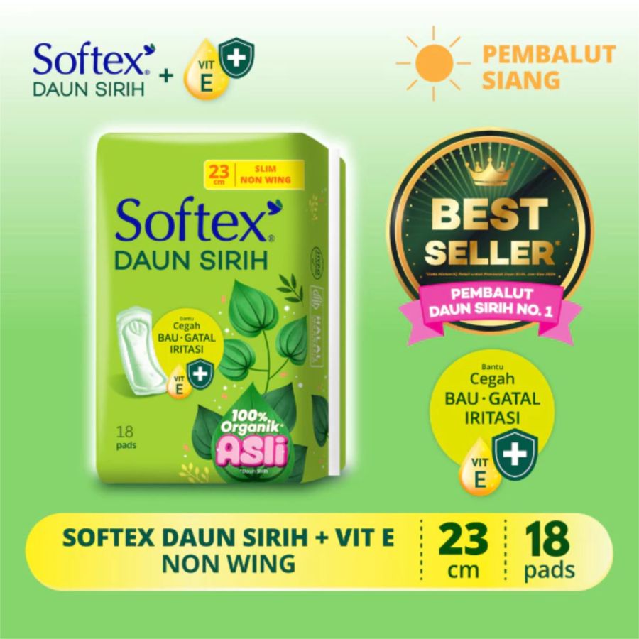 Softex Daun Sirih Slim Non Wing 23cm Pembalut Kewanitaan 18pads