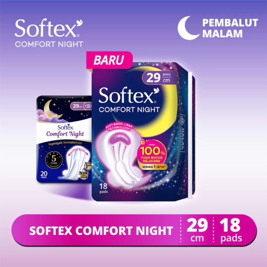 Softex Comfort Night Wing 29cm Pembalut Kewanitaan 18pads