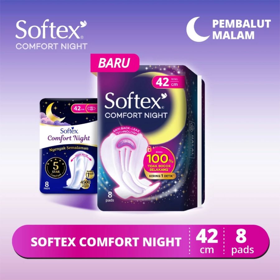 Softex Comfort Night Wing 42cm Pembalut Kewanitaan 8pads