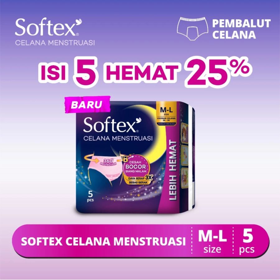 Softex Celana Menstruasi Size M-L Pembalut Kewanitaan 5pcs