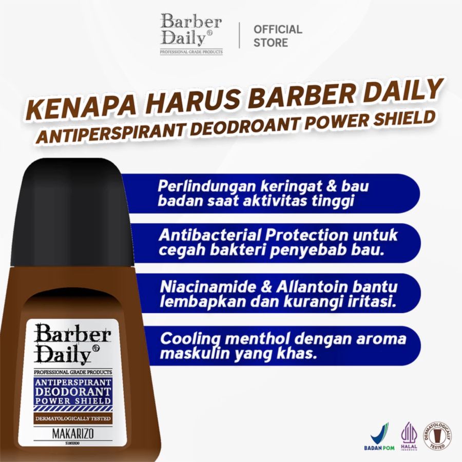 Barber Daily Power Shield Antiperspirant Deodorant Roll On 50ml
