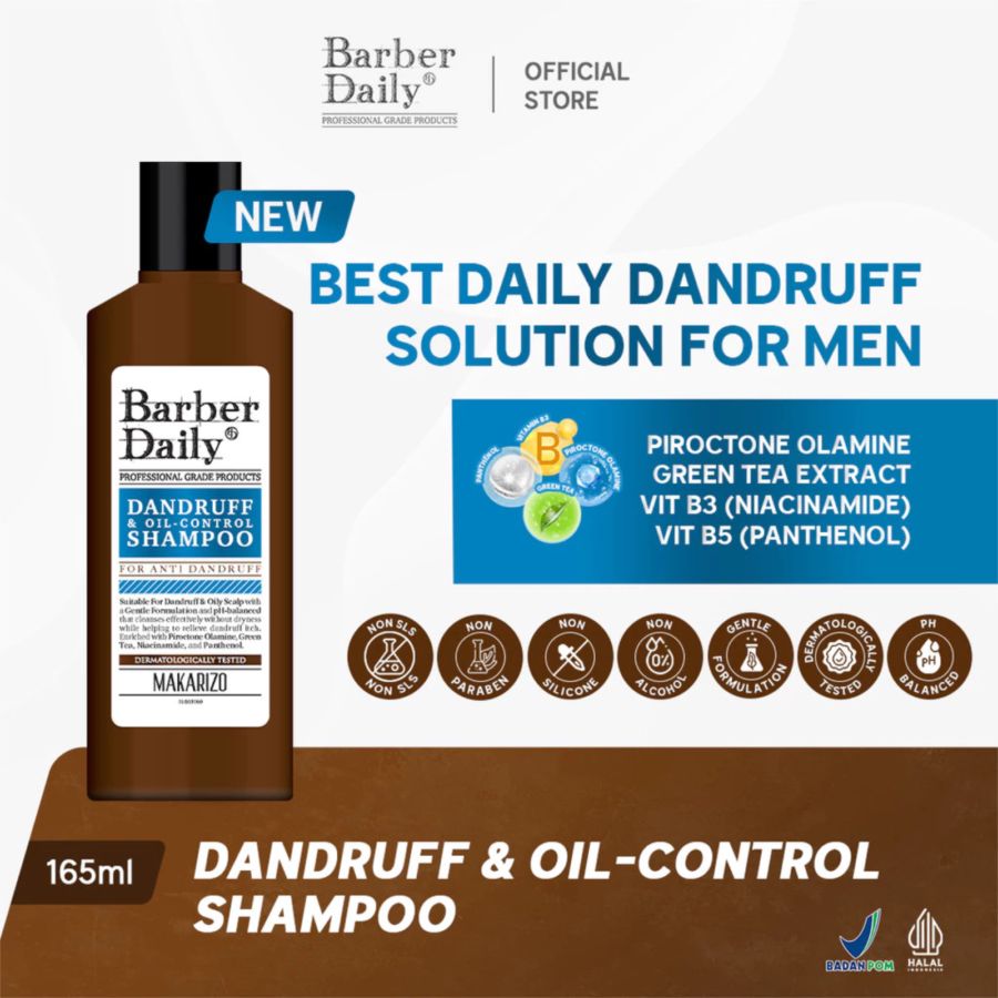 Barber Daily Dandruff & Oil Control Shampoo Bottle 165ml