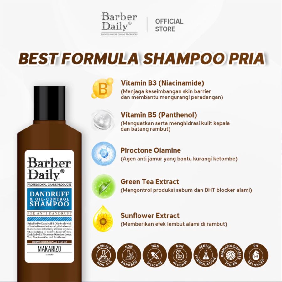 Barber Daily Dandruff & Oil Control Shampoo Bottle 165ml