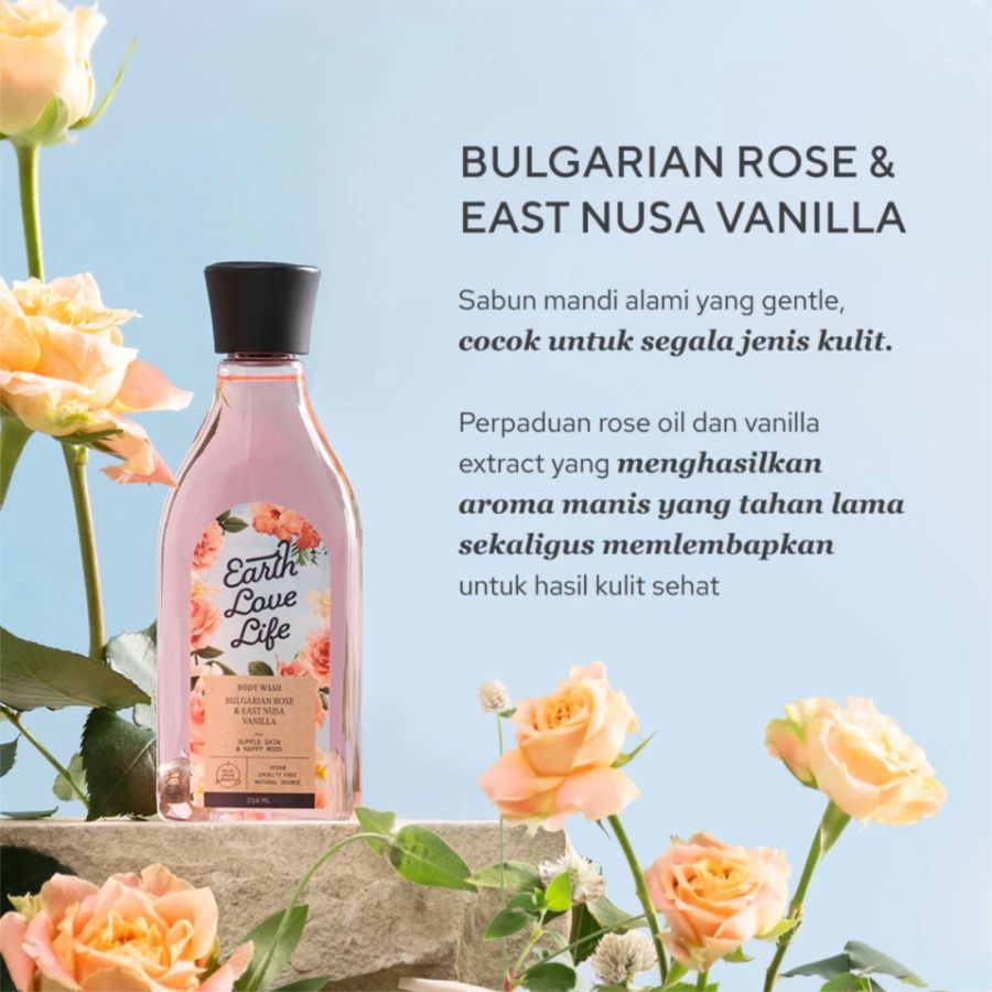 Earth Love Life Bulgarian Rose & East Nusa Vanilla Body Wash 60ml