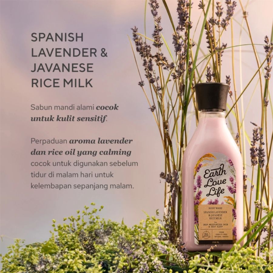 Earth Love Life Spanish Lavender & Javanese Rice Milk Body Wash 60ml
