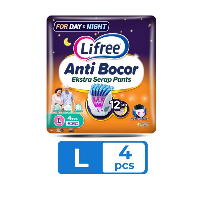 Lifree Anti Bocor Ekstra Serap Day & Night Popok Celana Dewasa L4