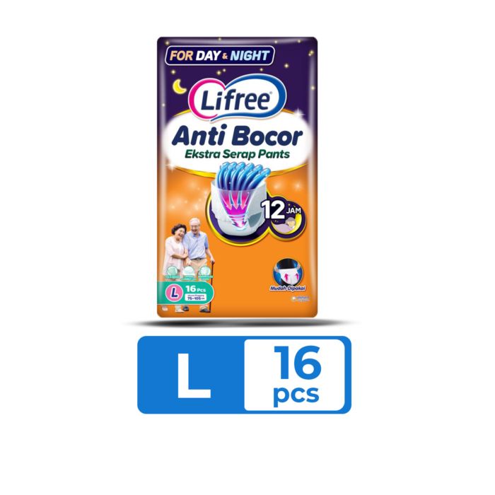 Lifree Anti Bocor Ekstra Serap Day & Night Popok Celana Dewasa L16