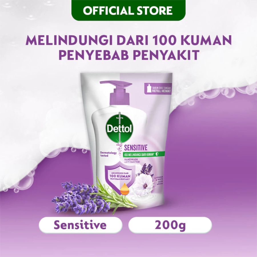 Dettol Sensitive Lavender & White Musk Antibakterial Sabun Cuci Tangan 200gram