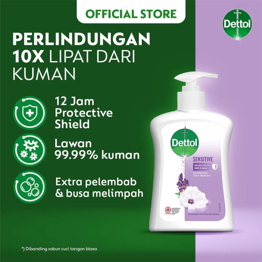 Dettol Sensitive Lavender & White Musk Antibakterial Sabun Cuci Tangan 200gram