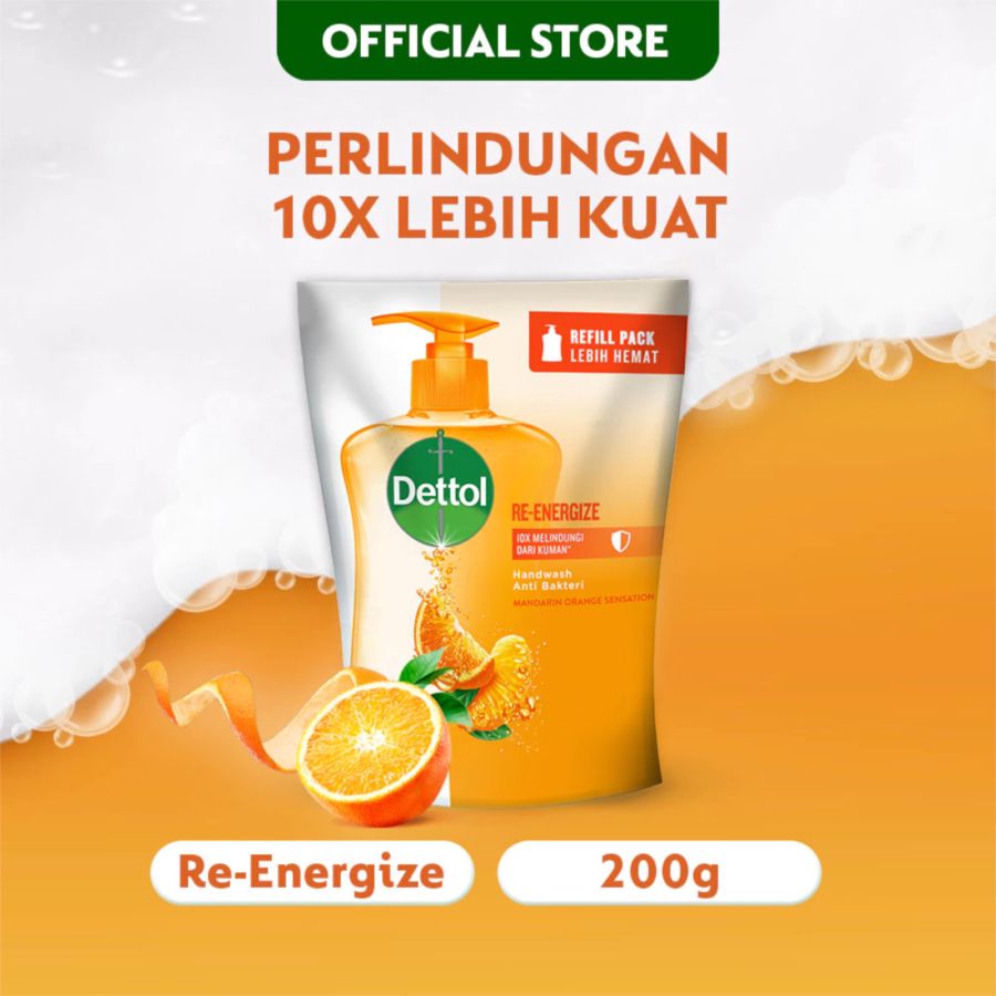Dettol Re-energize Mandarin Orange Sensation Antibakteri Sabun Cuci Tangan 200gram