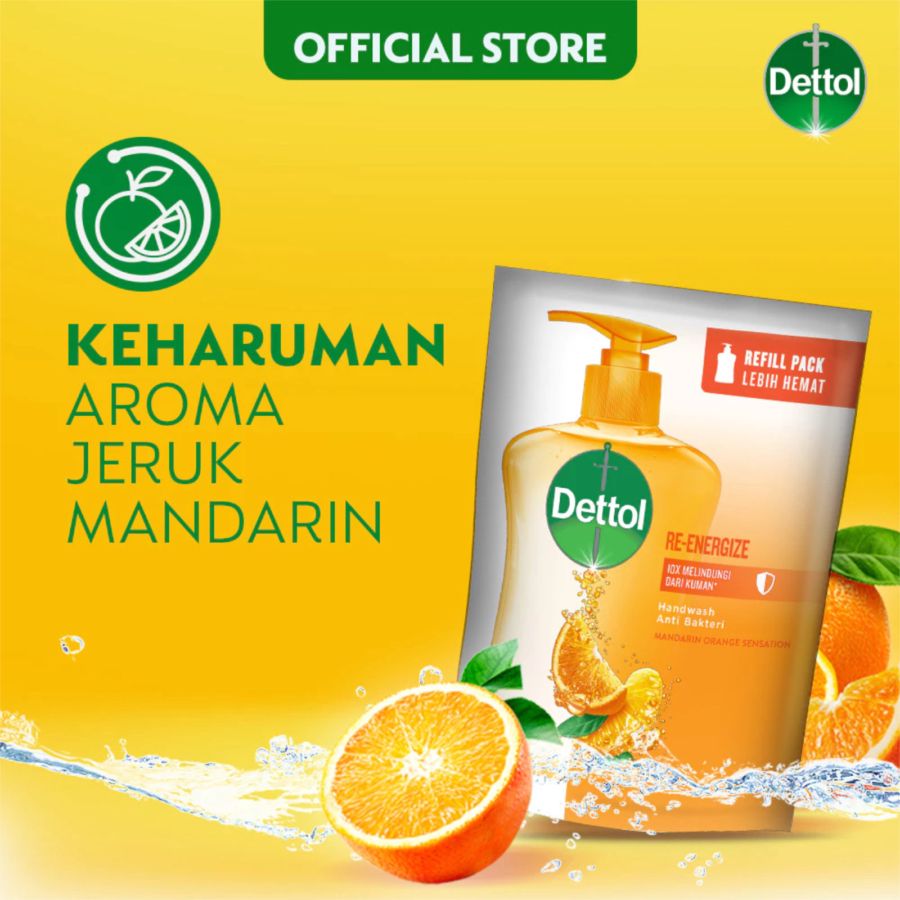 Dettol Re-energize Mandarin Orange Sensation Antibakteri Sabun Cuci Tangan 200gram