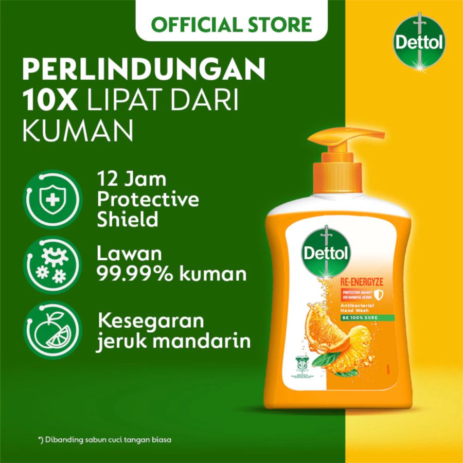 Dettol Re-energize Mandarin Orange Sensation Antibakteri Sabun Cuci Tangan 200gram