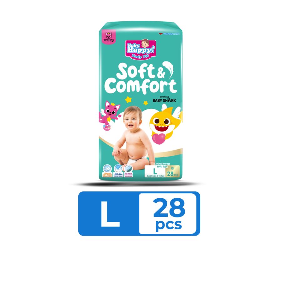 Baby Happy Soft & Comfort Pinkfong Baby Shark L28 Pants Diapers 1pack