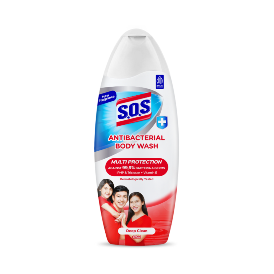 SOS Deep Clean Antibacterial Bodywash Botol 225ml
