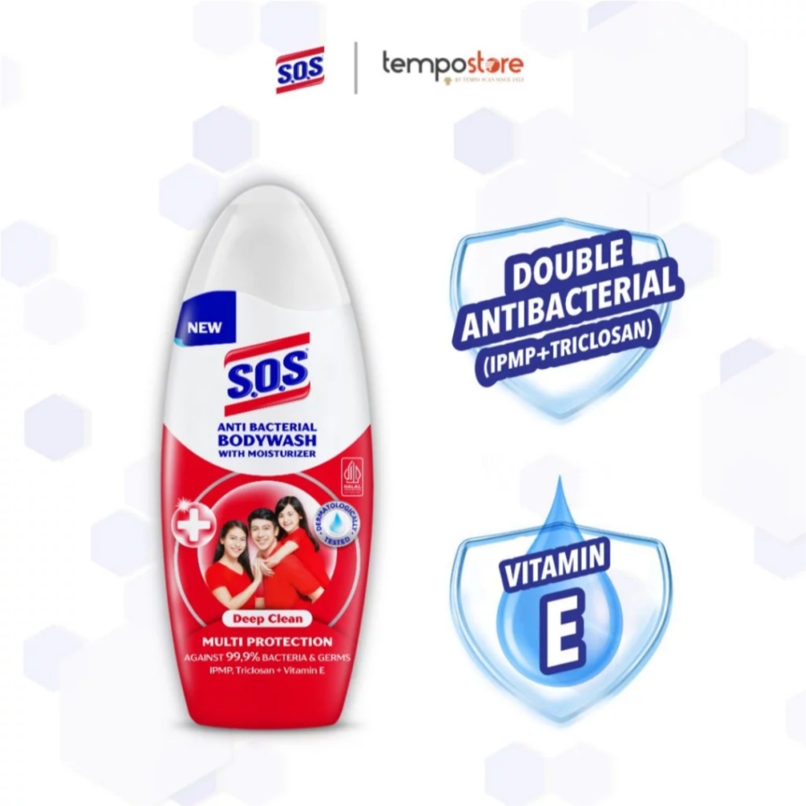 SOS Deep Clean Antibacterial Bodywash Botol 225ml
