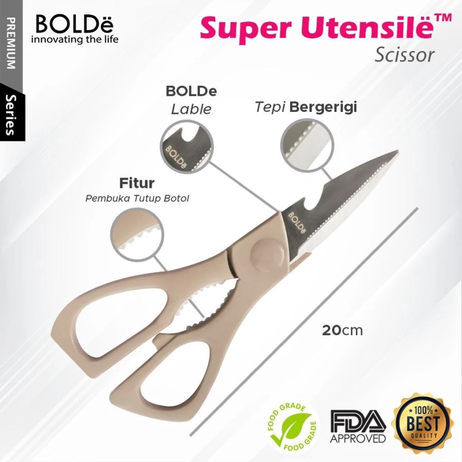 BOLDe Knives + Scissor Set Super Utensil Electra Beige 1pcs