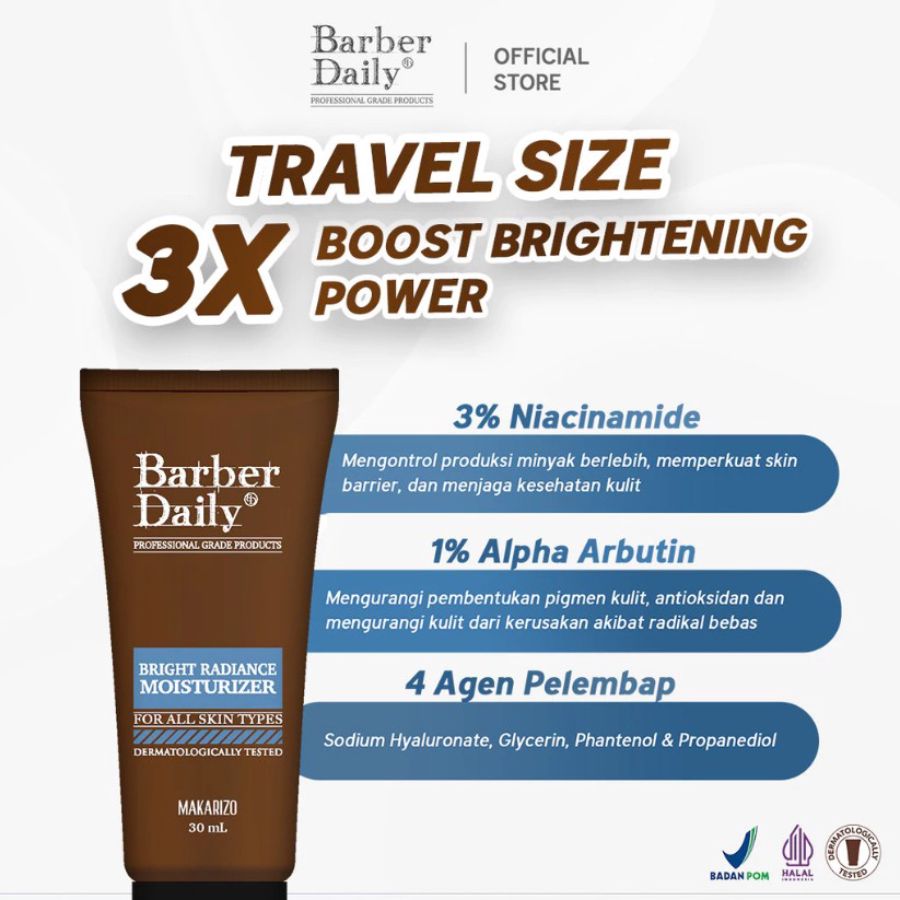 Barber Daily Bright Radiance Moisturizer Pelembab Wajah 30ml