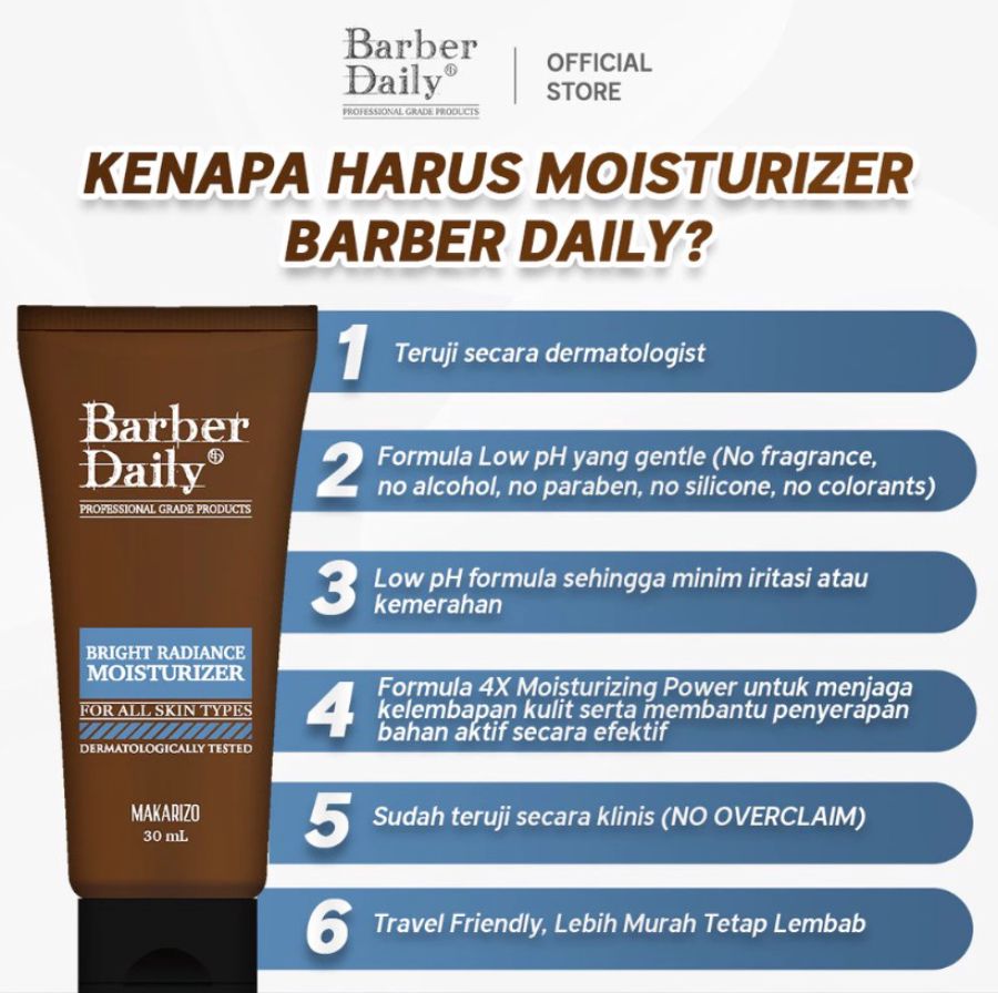 Barber Daily Bright Radiance Moisturizer Pelembab Wajah 30ml