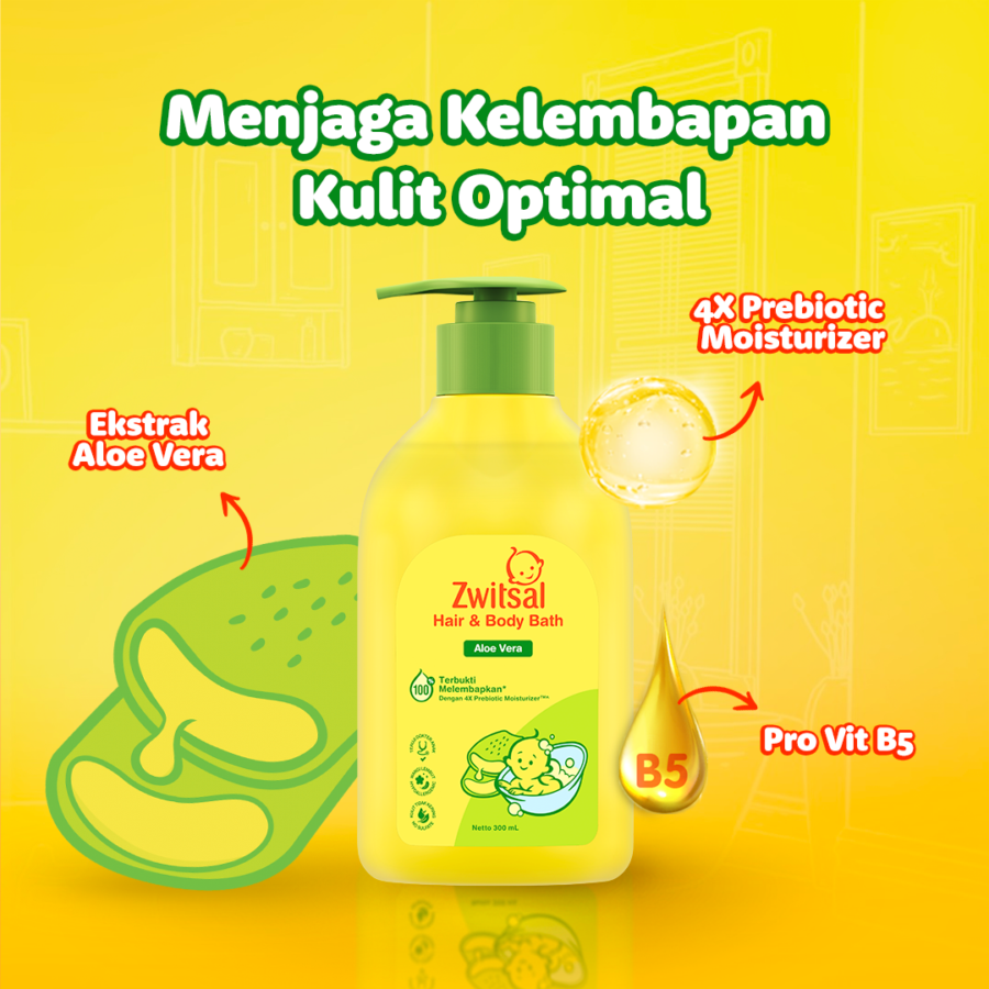 Zwitsal Bath Hair And Body Aloe Vera 300ml