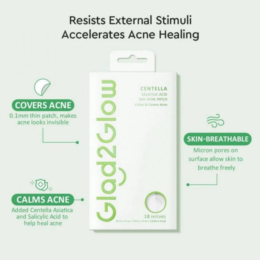 Glad2Glow Centella Salicylic Acid Day Acne Patch 18patch