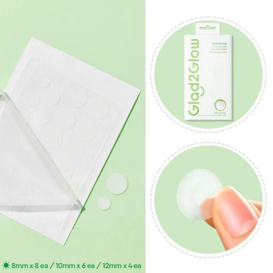 Glad2Glow Centella Salicylic Acid Day Acne Patch 18patch