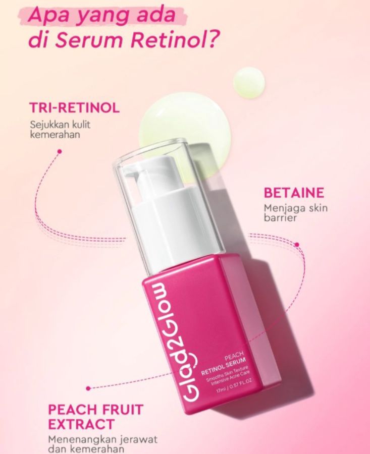 Glad2Glow Peach Retinol Serum Wajah 17ml