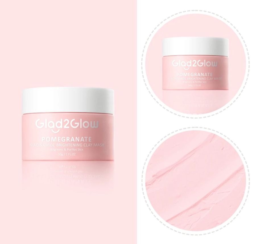 Glad2Glow Pomegranate Niacinamide Brightening Clay Masker Wajah 30gram