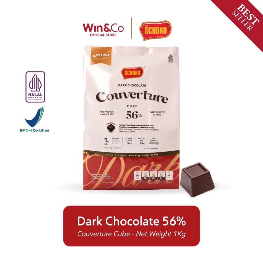 Schoko Dark Chocolate Couverture Cube 56% 1kg