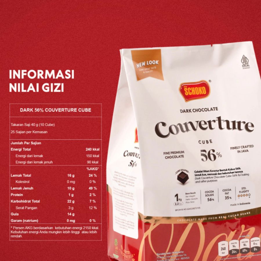 Schoko Dark Chocolate Couverture Cube 56% 1kg