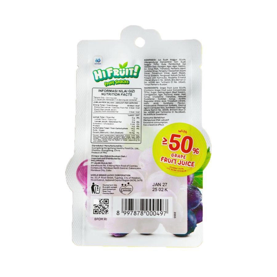 HI FRUIT! Fruit Snacks Grape Flavor 1pcs