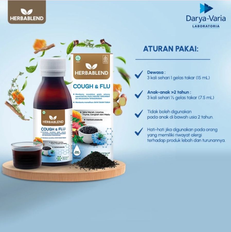 Herbablend Cough & Flu Sirup Herbal Obat Batuk dan Demam 100ml