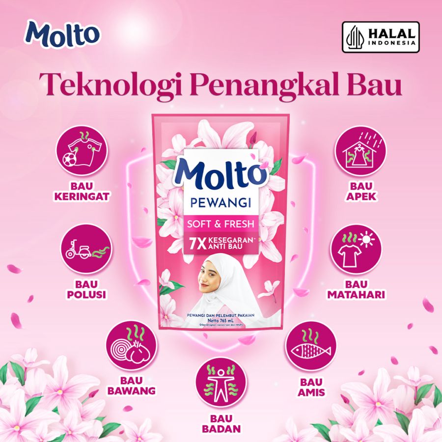 Bundle 2 Molto Soft & Fresh Pewangi dan Pelembut Pakaian 765 ml 2pcs, 765ml
