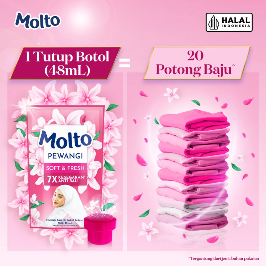 Bundle 2 Molto Soft & Fresh Pewangi dan Pelembut Pakaian 765 ml 2pcs, 765ml