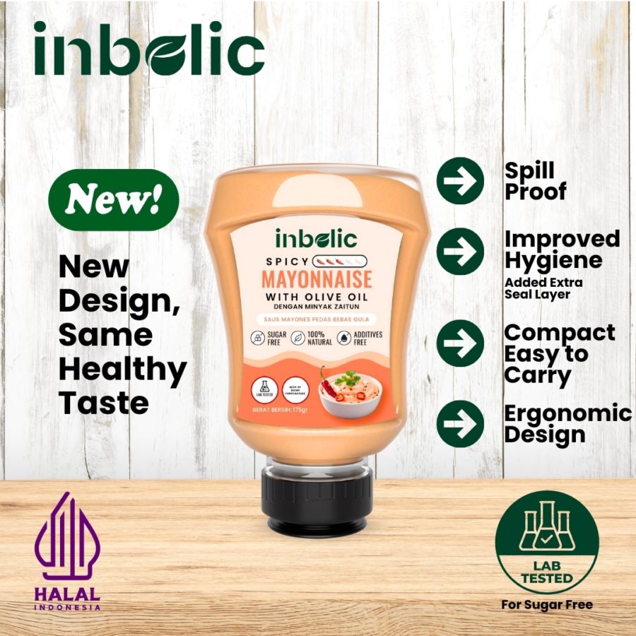 Inbolic Sugar-Free Spicy Mayonnaise with Olive Oil 175gram