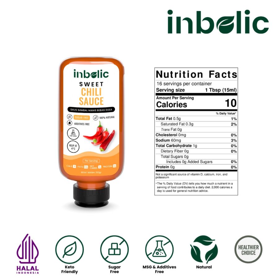 Inbolic Sugar-Free Sweet Chili Sauce 250gram
