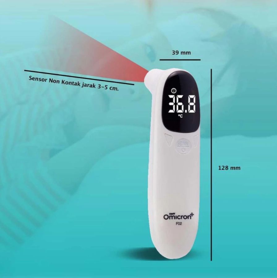 TaffOmicron F02 Termometer Suhu Tubuh Digital Infrared Non Contact 1pcs