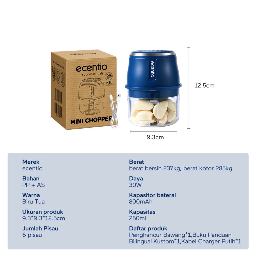 Ecentio Mini Chopper Blender 6 Pisau 250 ml 1pcs