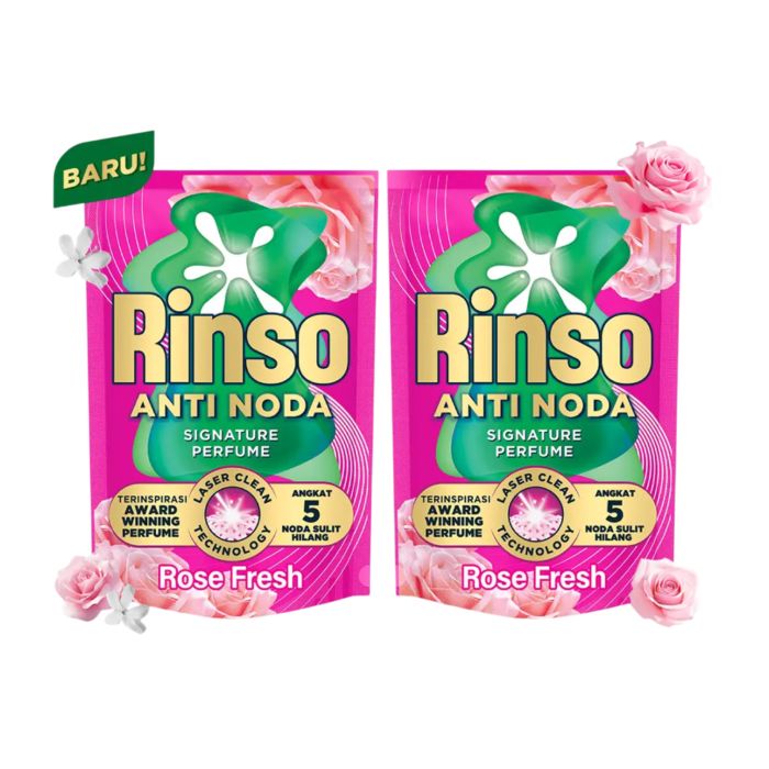 Bundle 2 Rinso Molto Anti Noda Rose Fresh Deterjen Cair 1500 gram