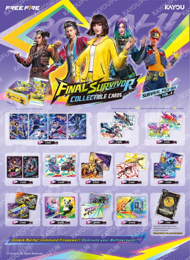 KAYOU FREE FIRE Final Survivor Pack SEA Vol 1 Booster Pack Collectible Cards 1pcs