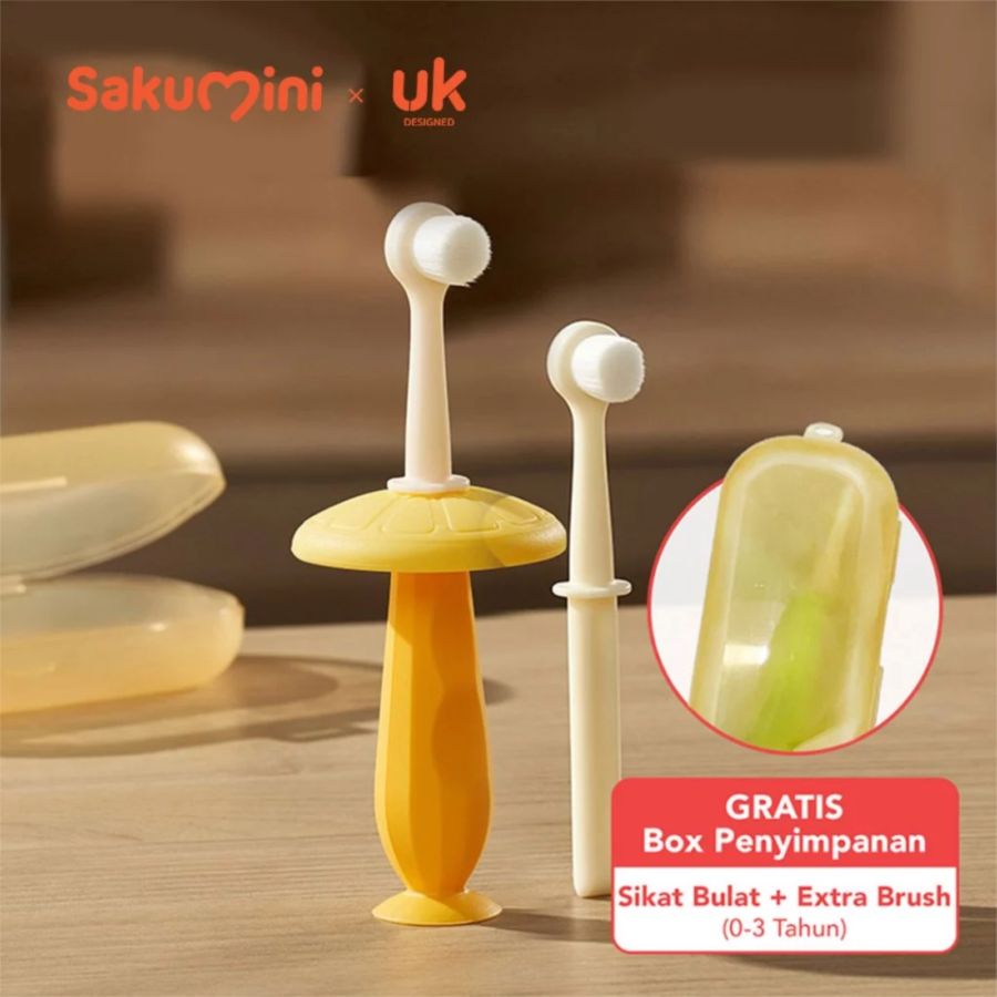 Sakumini Children Training Toothbrush Soft 0-3 Tahun Kuning Sikat Gigi Anak 1pcs