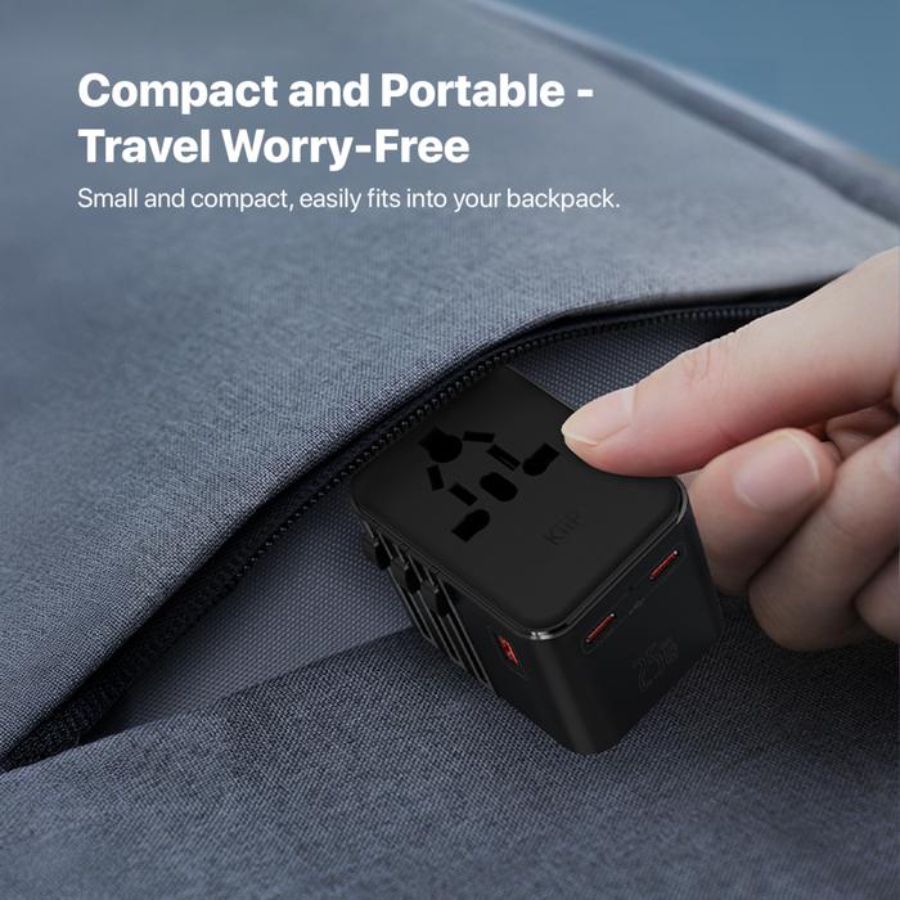 Kiip Universal Travel Adapter GaN 25 Watt Hitam C27T 1pcs