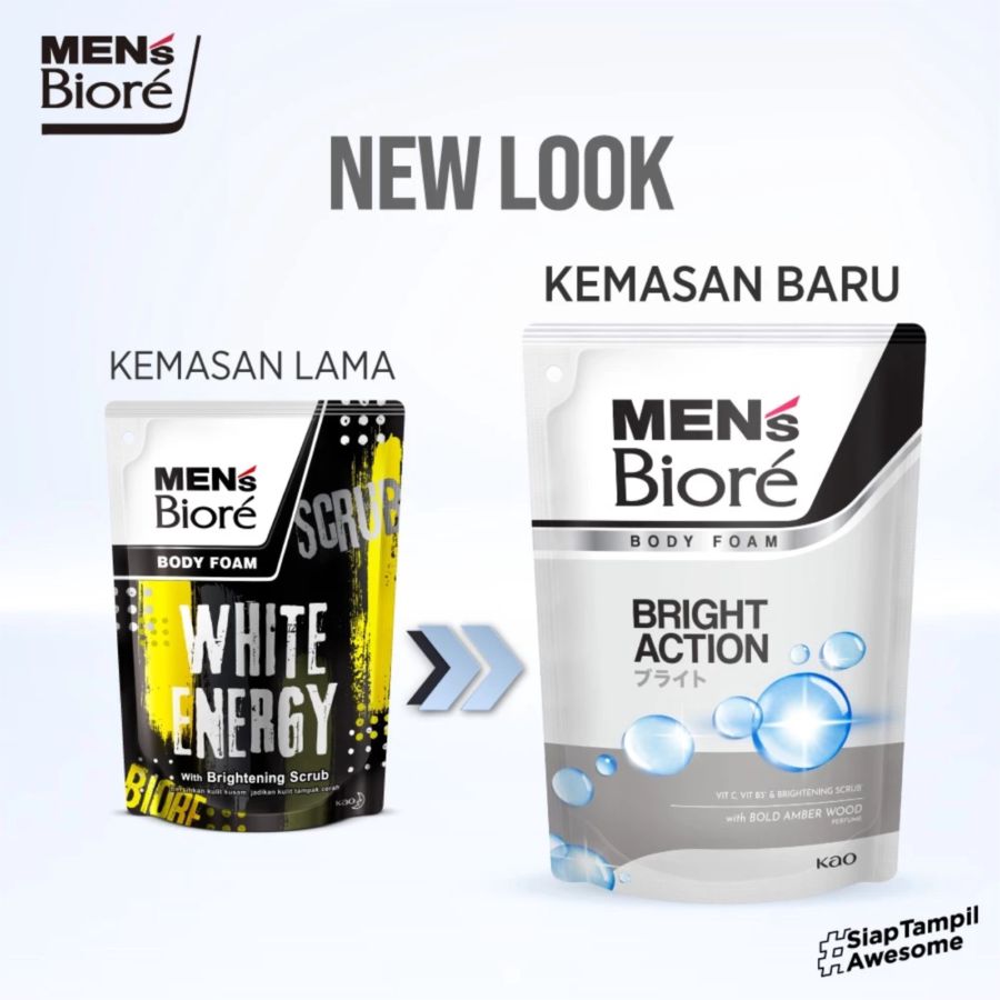 Men's Biore Bright Action Body Foam Refill 400ml